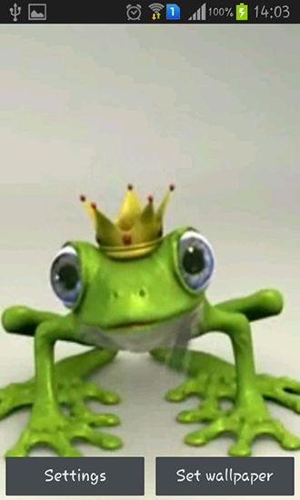 Screenshots of the live wallpaper Royal frog for Android phone or tablet.