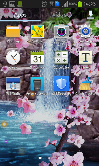 Screenshots of the live wallpaper Sakura: Waterfall for Android phone or tablet.