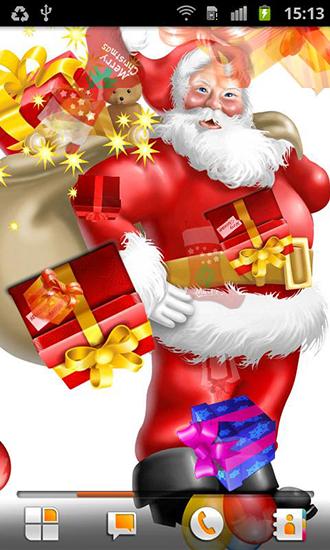 Screenshots of the live wallpaper Santa Claus for Android phone or tablet.