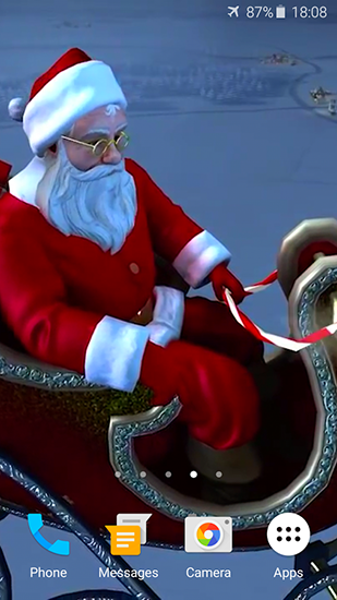 Screenshots of the live wallpaper Santa Claus 3D for Android phone or tablet.