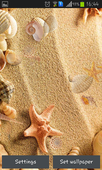 Screenshots of the live wallpaper Seashell for Android phone or tablet.