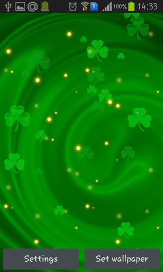 Screenshots of the live wallpaper Shamrock for Android phone or tablet.