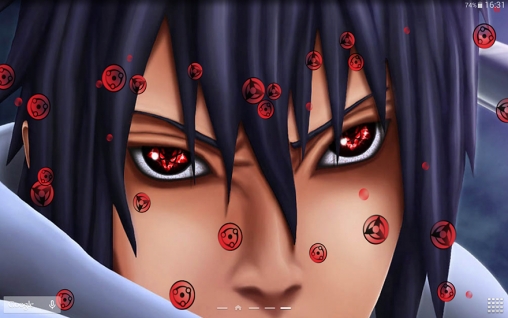 Screenshots of the live wallpaper Sharingan for Android phone or tablet.