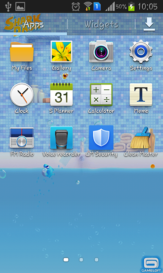 Screenshots of the live wallpaper Shark dash for Android phone or tablet.
