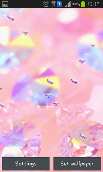Screenshots of the live wallpaper Shiny diamonds for Android phone or tablet.