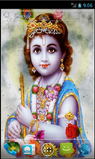 Screenshots of the live wallpaper Shree Krishna for Android phone or tablet.