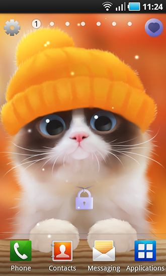 Screenshots of the live wallpaper Shui kitten for Android phone or tablet.