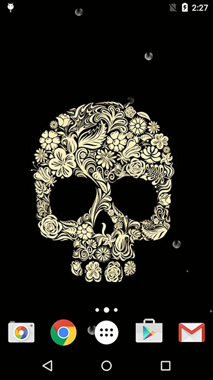 Screenshots of the live wallpaper Skulls HD for Android phone or tablet.