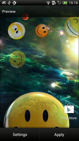 Screenshots of the live wallpaper Smiles for Android phone or tablet.