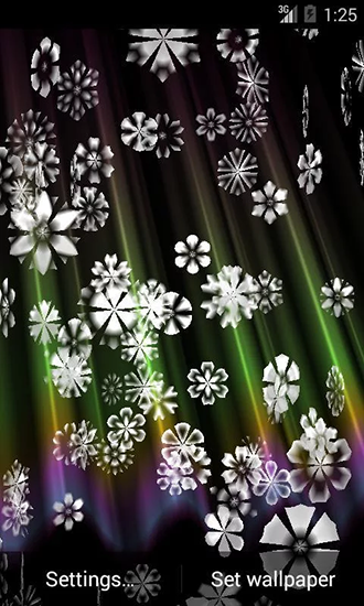 Screenshots of the live wallpaper Snow 3D for Android phone or tablet.