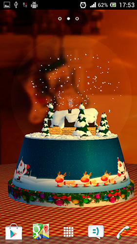 Screenshots of the live wallpaper Snow globe 3D for Android phone or tablet.