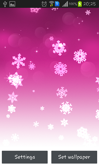 Screenshots of the live wallpaper Snowflake for Android phone or tablet.