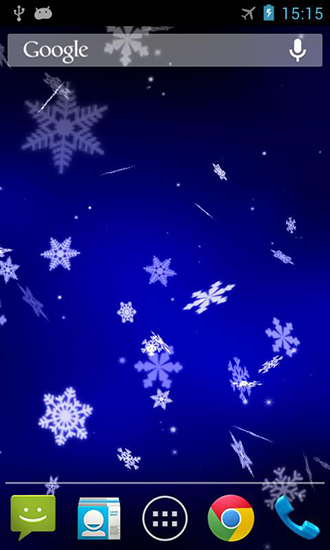 Screenshots of the live wallpaper Snowflake 3D for Android phone or tablet.