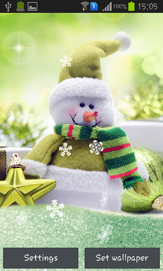 Screenshots of the live wallpaper Snowman for Android phone or tablet.