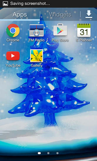 Screenshots of the live wallpaper Snowy Christmas tree HD for Android phone or tablet.