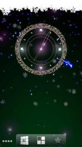 Screenshots of the live wallpaper Snowy night clock for Android phone or tablet.