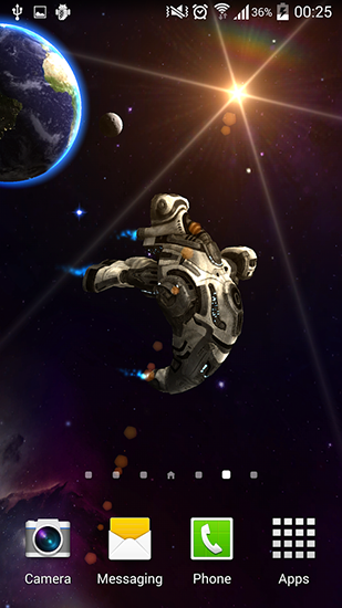 Screenshots of the live wallpaper Space explorer 3D for Android phone or tablet.