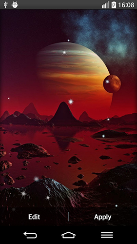 Screenshots of the live wallpaper Space planets for Android phone or tablet.