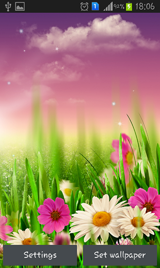 Screenshots of the live wallpaper Spring meadow for Android phone or tablet.