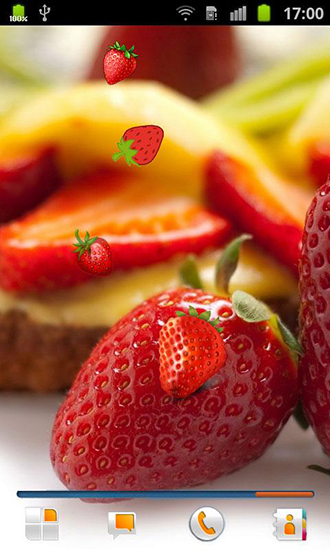 Screenshots of the live wallpaper Strawberry for Android phone or tablet.