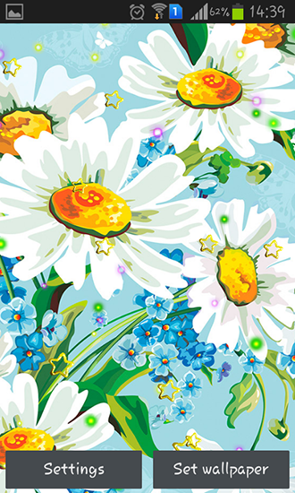 Screenshots of the live wallpaper Summer camomile for Android phone or tablet.
