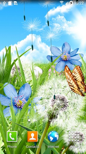 Screenshots of the live wallpaper Summer flowers for Android phone or tablet.