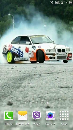 Screenshots of the live wallpaper Super Drift for Android phone or tablet.
