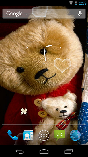 Screenshots of the live wallpaper Teddy bear HD for Android phone or tablet.
