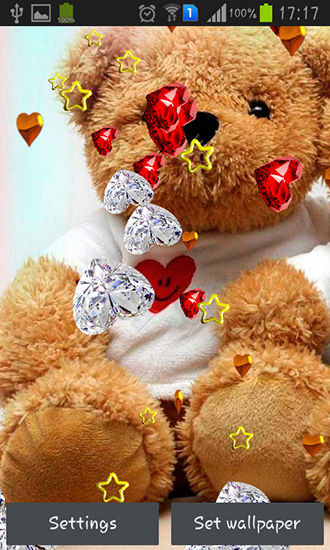 Screenshots of the live wallpaper Teddy bear: Love for Android phone or tablet.