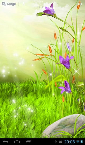 Screenshots of the live wallpaper The sparkling flowers for Android phone or tablet.