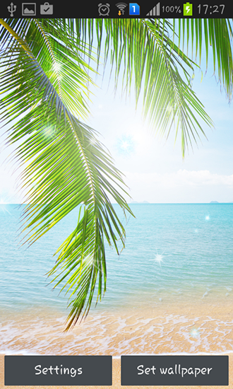Screenshots of the live wallpaper Tropical beach for Android phone or tablet.