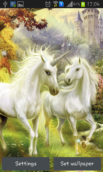 Screenshots of the live wallpaper Unicorn for Android phone or tablet.