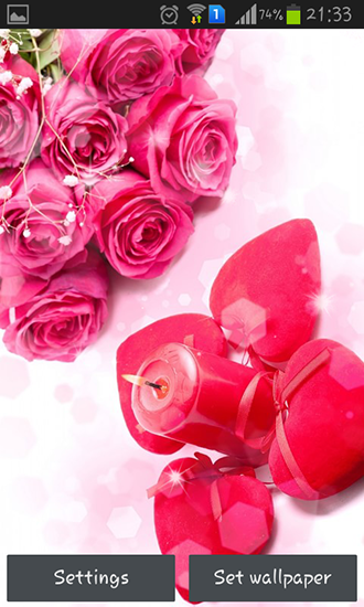 Screenshots of the live wallpaper Valentine's Day for Android phone or tablet.