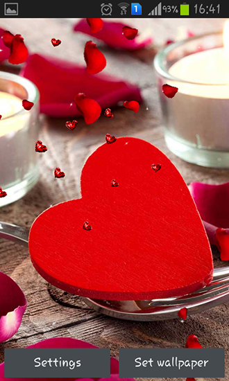 Screenshots of the live wallpaper Valentines Day: Candles for Android phone or tablet.