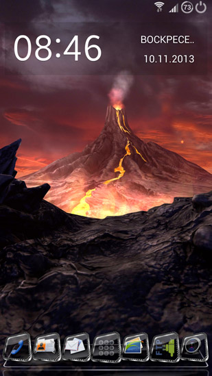 Screenshots of the live wallpaper Volcano 3D for Android phone or tablet.