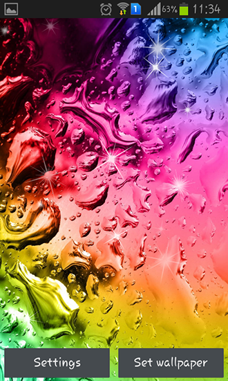 Screenshots of the live wallpaper Water drops for Android phone or tablet.
