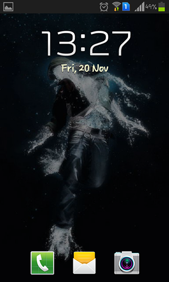 Screenshots of the live wallpaper Water man for Android phone or tablet.