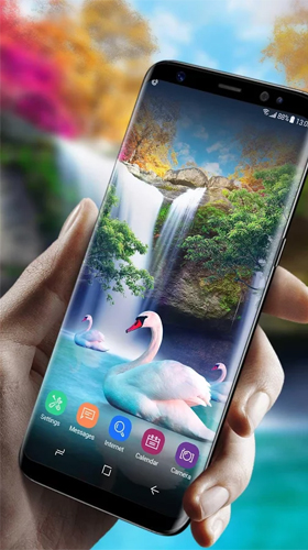 Full version of Android apk livewallpaper Waterfall and swan for tablet and phone.