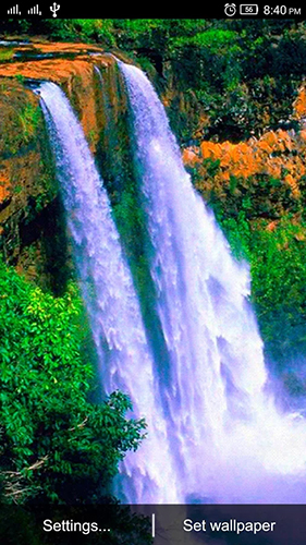 Screenshots of the live wallpaper Waterfall 3D by World Live Wallpaper for Android phone or tablet.