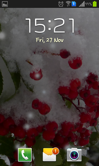 Screenshots of the live wallpaper Winter berry for Android phone or tablet.