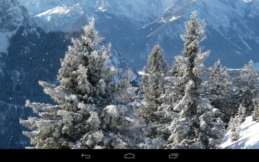 Screenshots of the live wallpaper Winter mountains for Android phone or tablet.