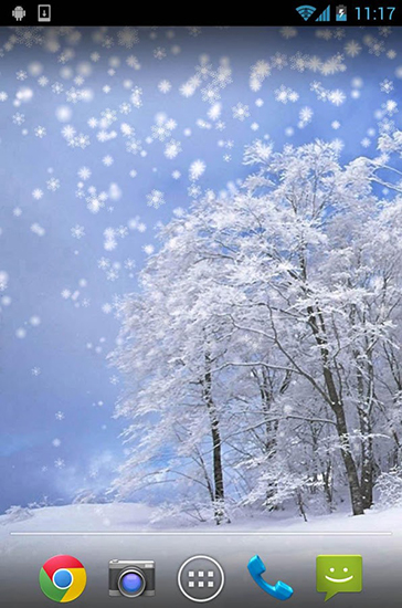 Screenshots of the live wallpaper Winter: Snow by Orchid for Android phone or tablet.