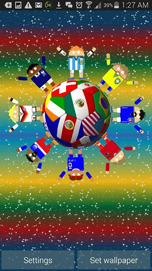 Screenshots of the live wallpaper World soccer robots for Android phone or tablet.