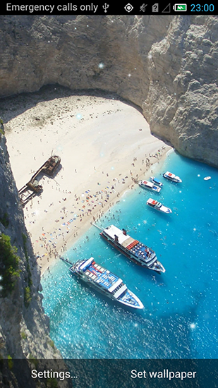 Screenshots of the live wallpaper Zakynthos for Android phone or tablet.