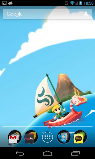 Screenshots of the live wallpaper Zelda: Wind waker for Android phone or tablet.