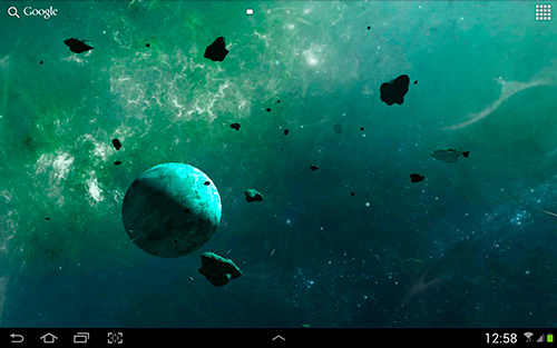 Screenshots of the live wallpaper Asteroids 3D for Android phone or tablet.