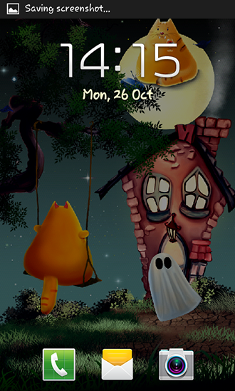 Full version of Android apk livewallpaper Cat Halloween for tablet and phone.