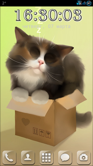 Full version of Android apk livewallpaper Cat in the box for tablet and phone.