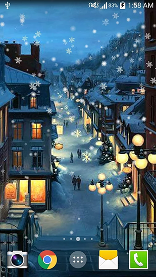 Screenshots of the live wallpaper Christmas night for Android phone or tablet.