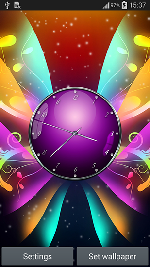 Full version of Android apk livewallpaper Clock with butterflies for tablet and phone.